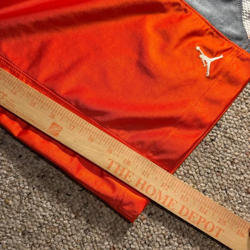 Jordan Orange Gray White Basketball Shorts Athletic Mesh Colorblock Size M
